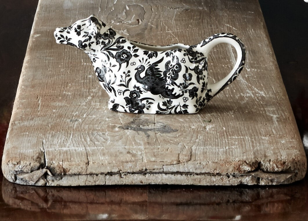 Burleigh Black Regal Peacock Cow Creamer 150ml Gift Box