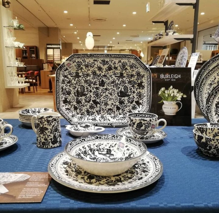 Burleigh Black Regal Peacock Rectangular Platter 34cm