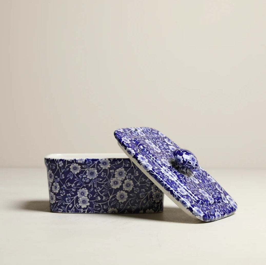Burleigh Blue Calico Butter Dish 400g/1lb