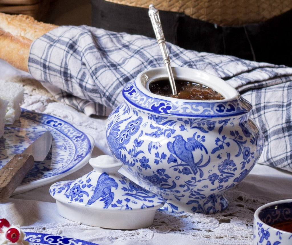 Burleigh Blue Regal Peacock Jam Pot/Covered Sugar 480g
