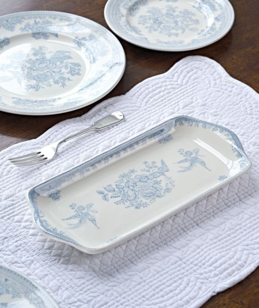 Burleigh Blue Asiatic Pheasants Rectangular Tray 28cm