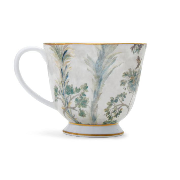 Kit kemp Gold 8oz Teacup & Saucer Tall Trees