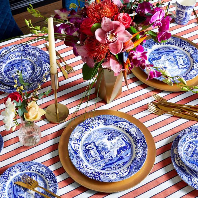 Blue Italian Set of 4 Small Dinner Plates 23cm