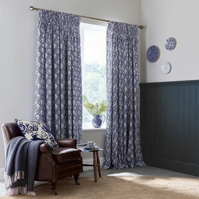 Burleigh x Bedeck of Belfast Calico Lined Curtains in Blue