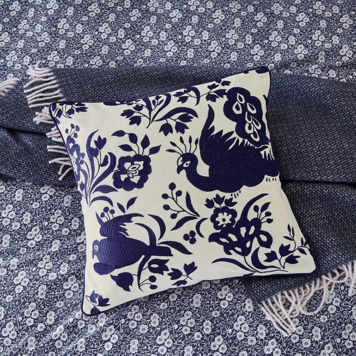 Burleigh x Bedeck of Belfast Calico Cushion 50cm x 50cm, Blue