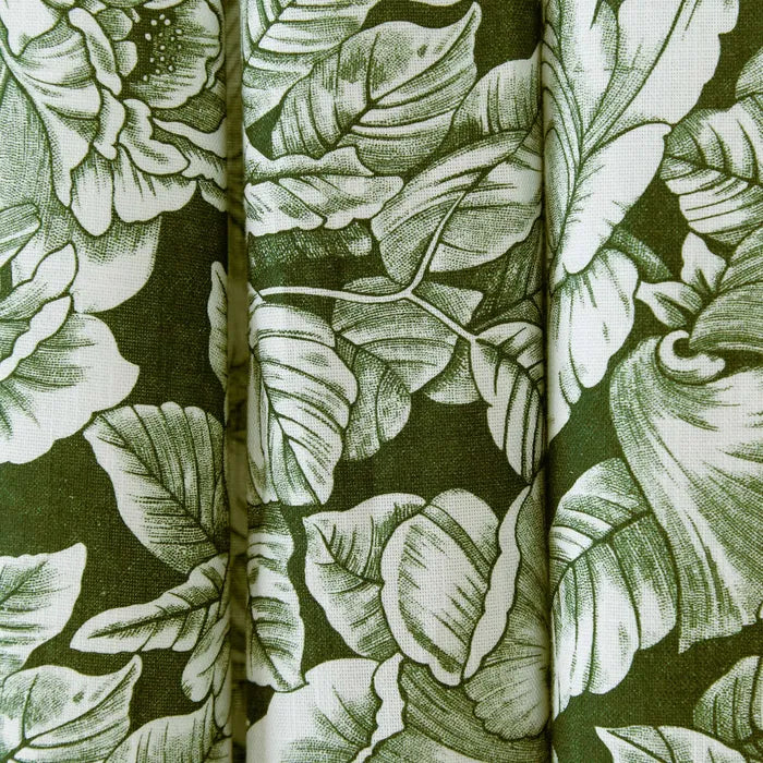 Hibiscus Lined Curtains Green