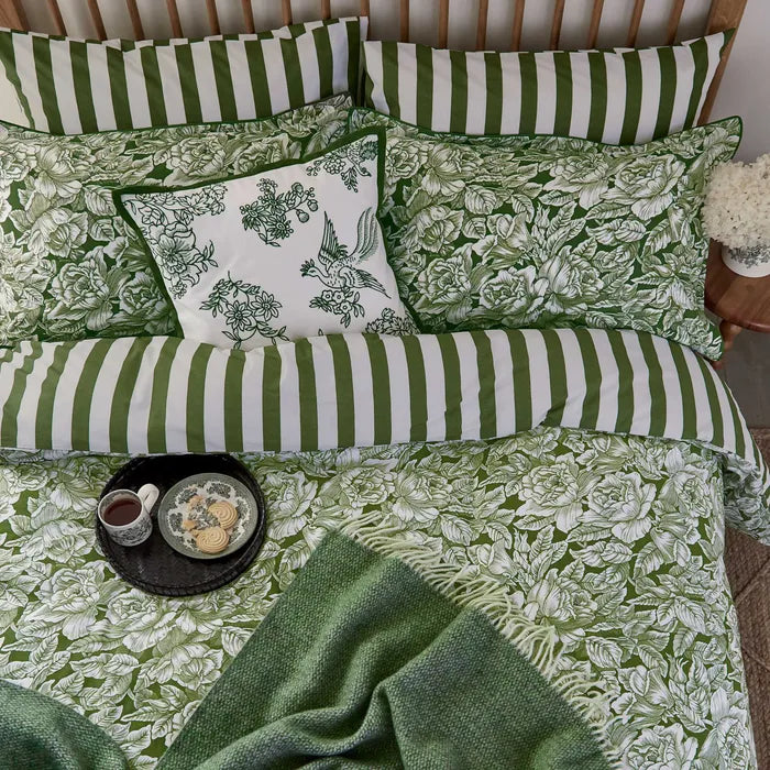 Hibiscus Lined Curtains Green