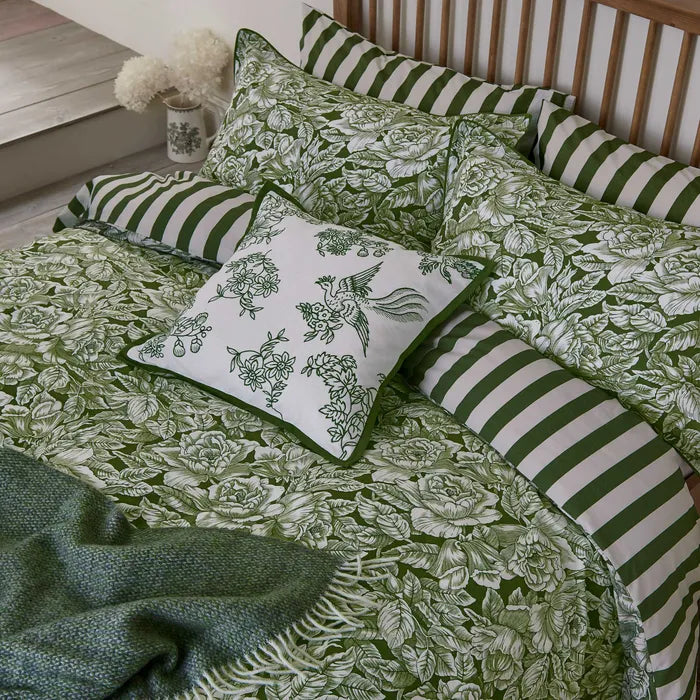 Hibiscus Lined Curtains Green