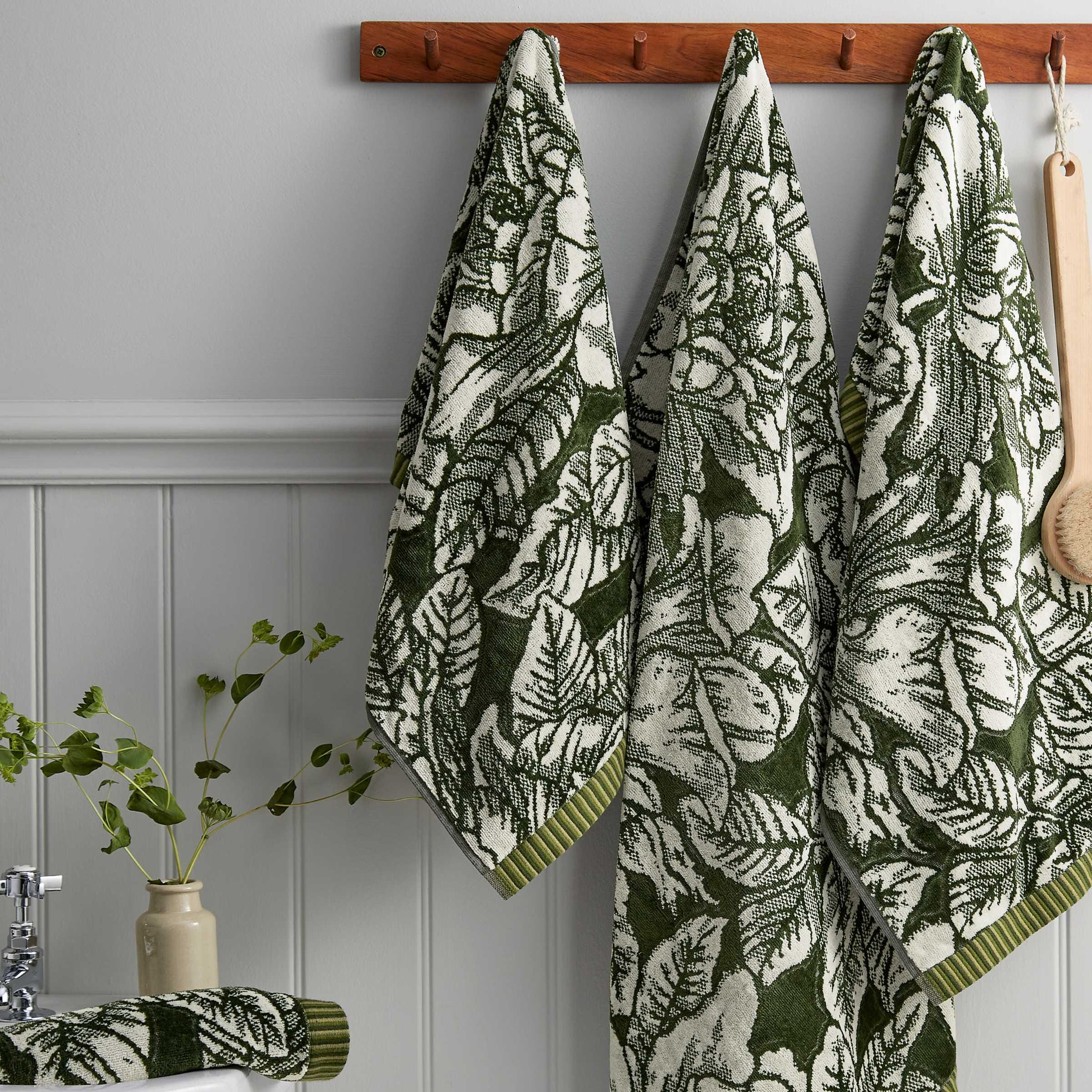Burleigh x Bedeck of Belfast Hibiscus Towels in Green