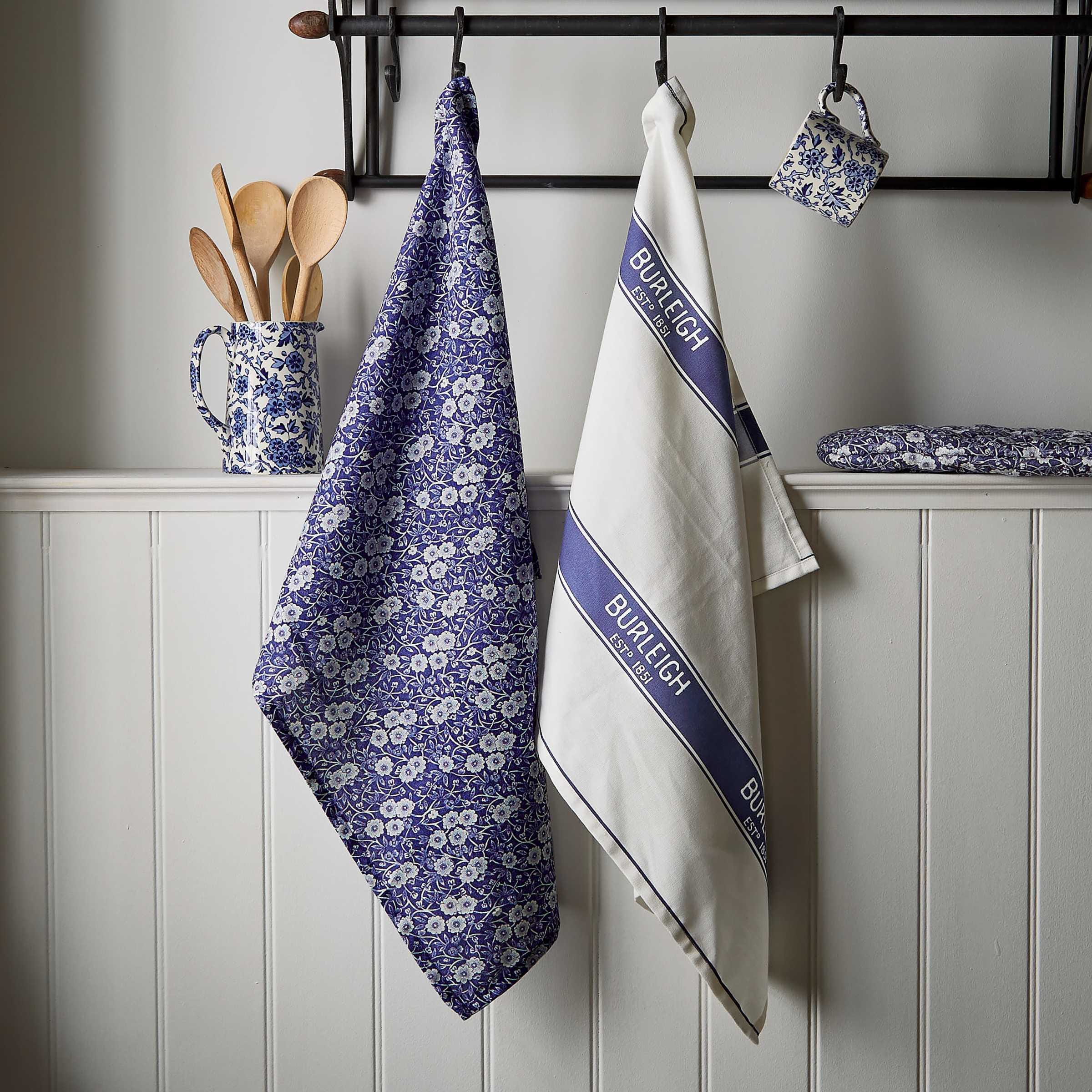 Burleigh x Bedeck of Belfast Calico Tea Towel, Blue (Pack of 2)
