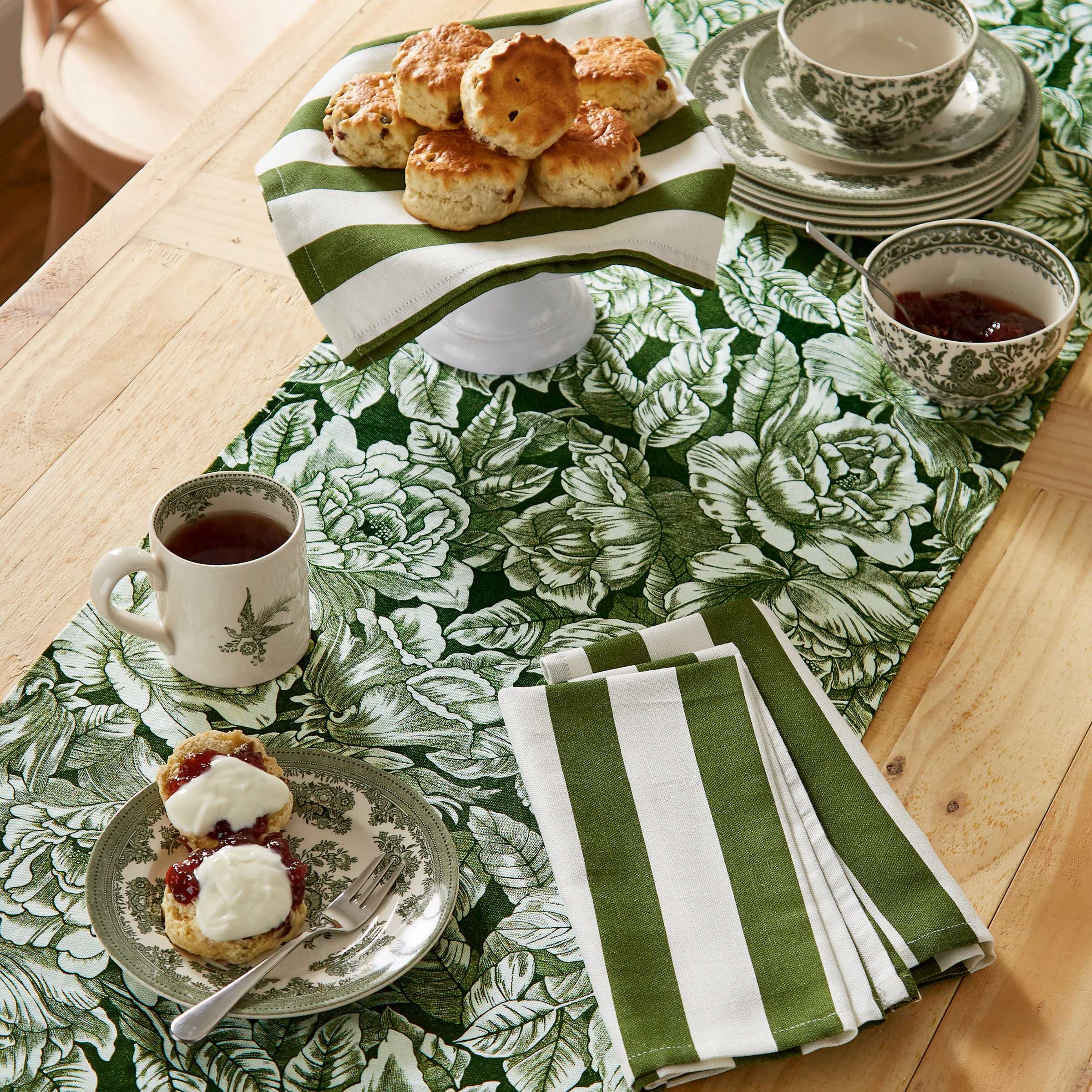 Burleigh x Bedeck of Belfast Hibiscus Table Runner, Green