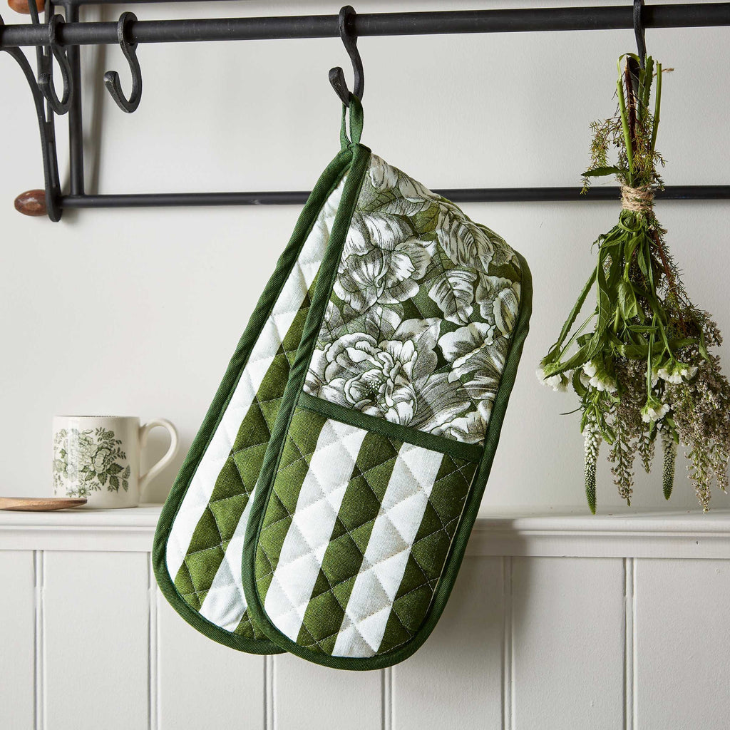 Burleigh x Bedeck of Belfast Hibiscus Double Oven Glove Green