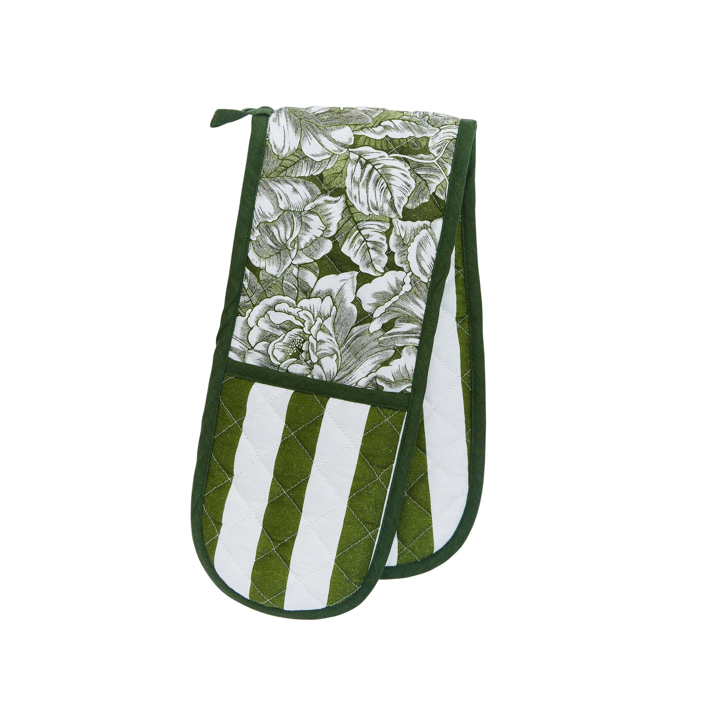 Burleigh x Bedeck of Belfast Hibiscus Double Oven Glove Green
