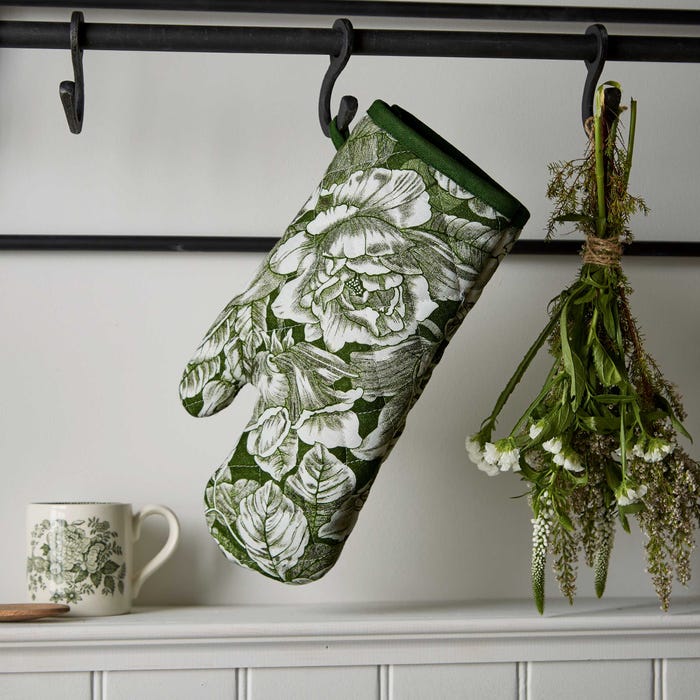 Burleigh x Bedeck of Belfast Hibiscus Single Oven Glove, Green