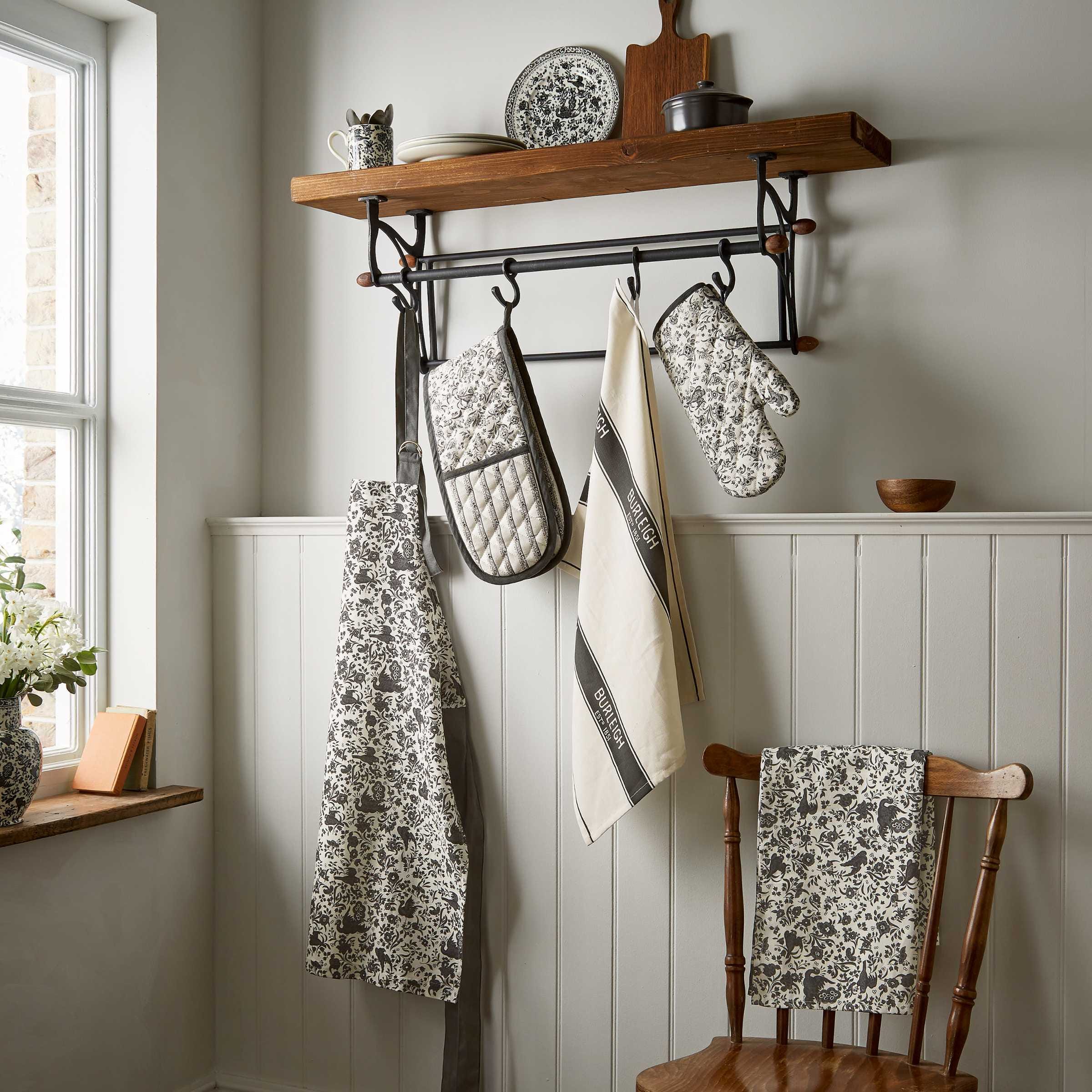 Burleigh x Bedeck of Belfast Regal Peacock Apron, Charcoal/White