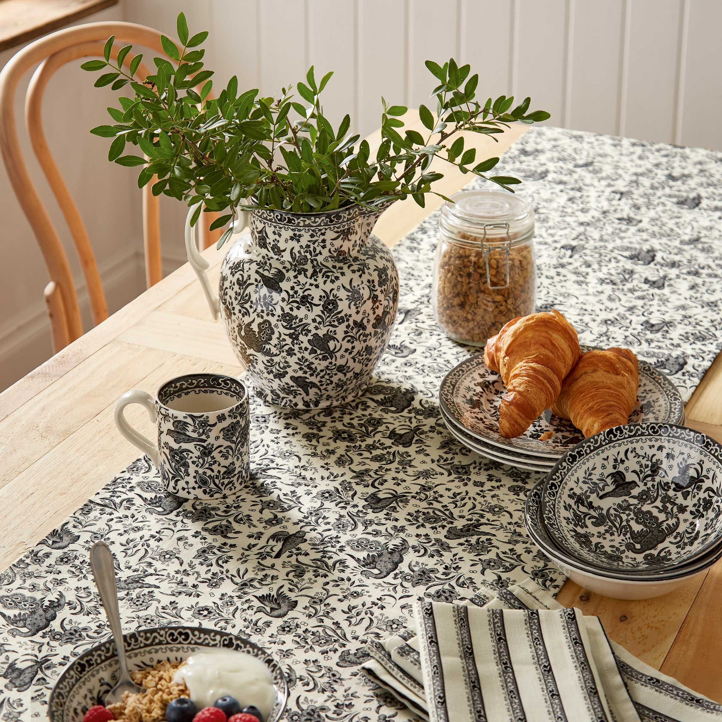 Burleigh x Bedeck of Belfast Regal Peacock Napkins, Charcoal/White - Set of 4