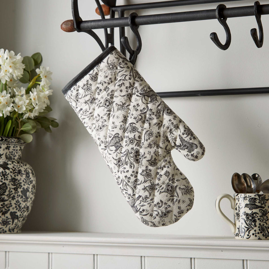 Burleigh x Bedeck of Belfast Regal Peacock Single Oven Glove, Charcoal/White