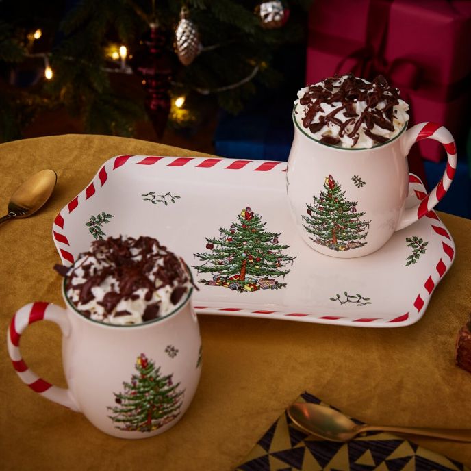 Spode Christmas Tree Peppermint Dessert Tray