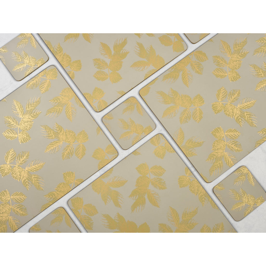 Etched Leaves Placemats S/4 - Light Grey (s) 30.5 x 23cm Boxed Set