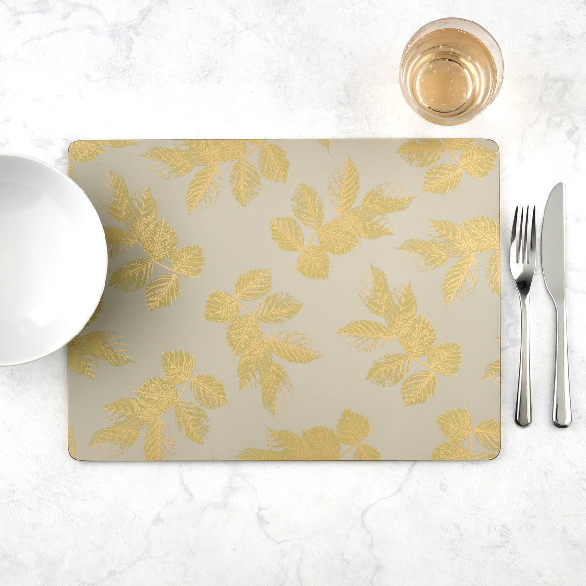 Etched Leaves Placemats S/4 - Light Grey (s) 30.5 x 23cm Boxed Set