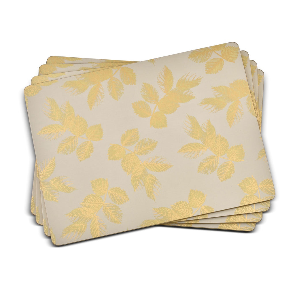 Etched Leaves Placemats S/4 - Light Grey (s) 30.5 x 23cm Boxed Set