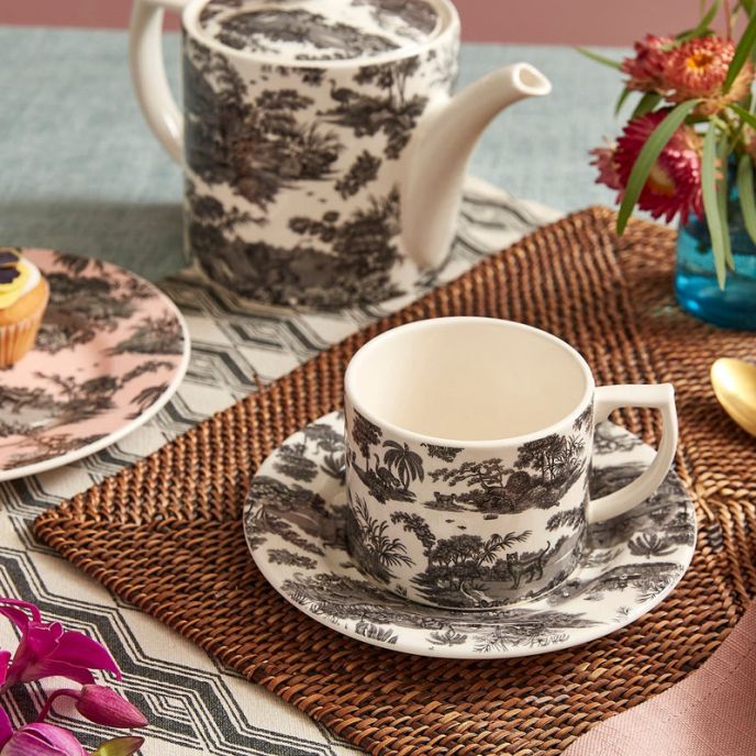 Zoological Gardens Teacup & Saucer, Mono