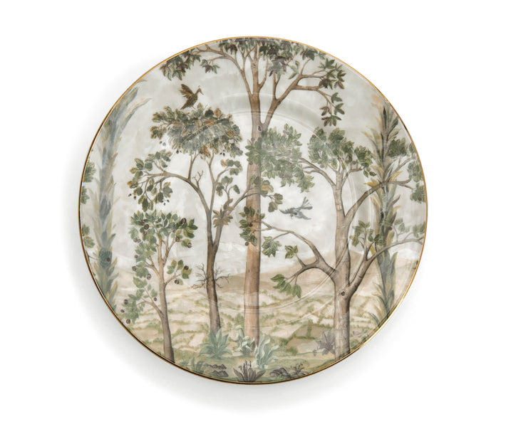 Kit kemp Gold 8" Rim Rnd Plate Tall Trees