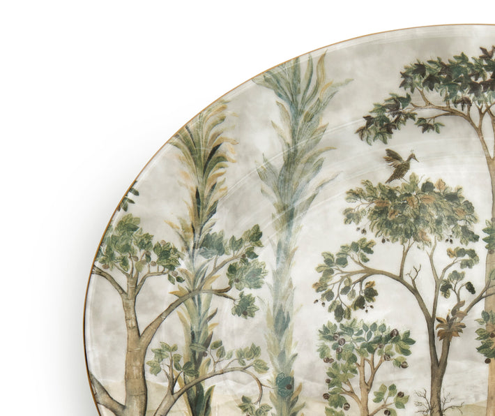 Kit kemp Gold 12" Oval RimPlatter Tall Trees