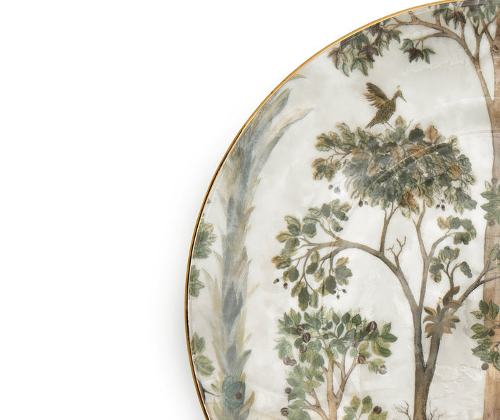 Kit kemp Gold 8" Rim Rnd Plate Tall Trees