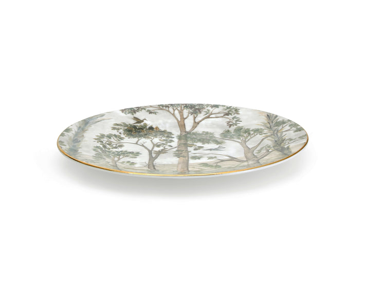 Kit kemp Gold 8" Rim Rnd Plate Tall Trees